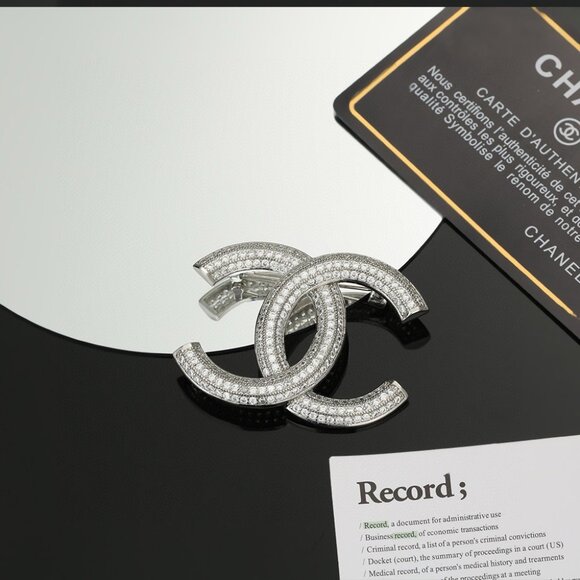 Chanel Crystal - Embellished CC Logo Brooch - Picture 2 of 4
